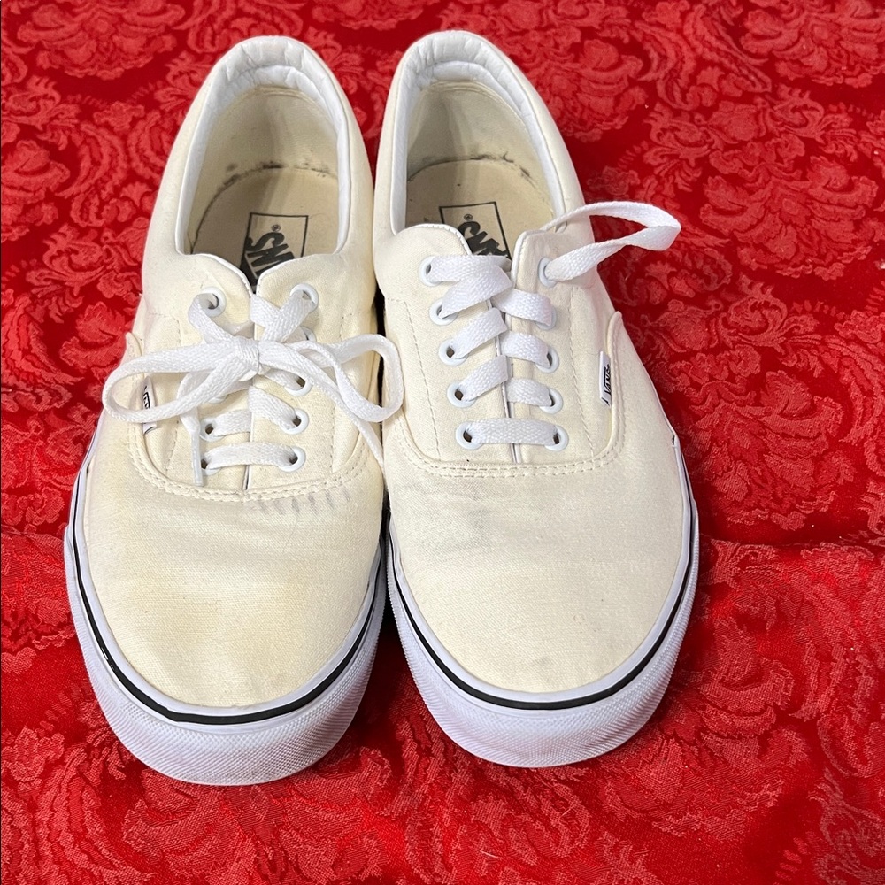 Vans Era Cream Canvas Sneakers Men’s Size 12 Classic Skate Shoes - Picture 3 of 9